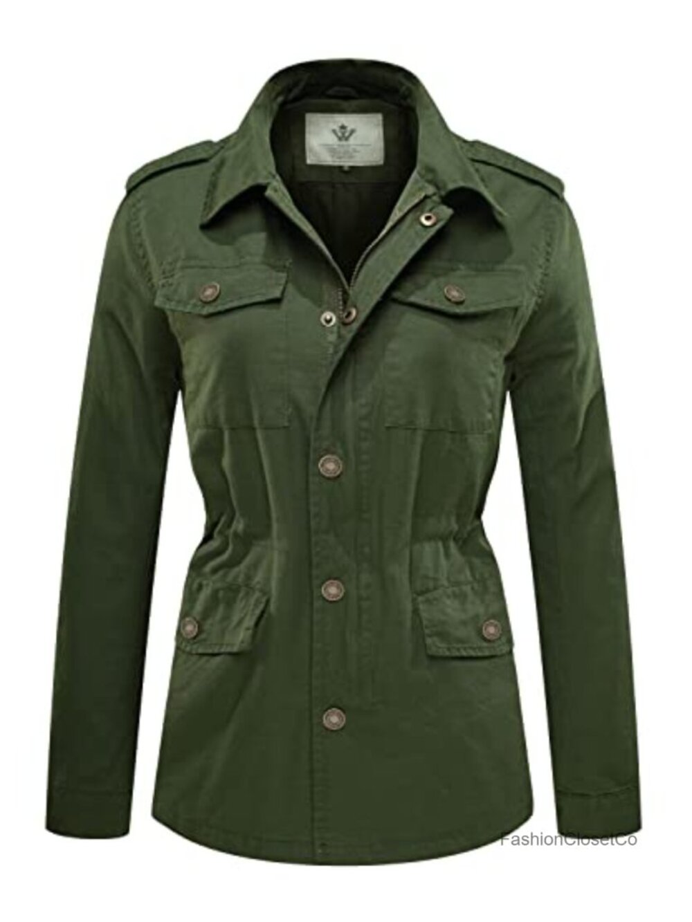 Women's Lightweight Cotton Canvas Military Jacket Utility Anorak with Pockets